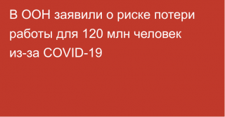 В ООН заявили о риске потери работы для 120 млн человек из-за COVID-19