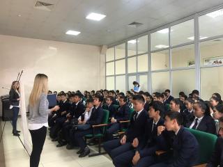 Профориентационные работы для учеников школы №101 в городе Алматы